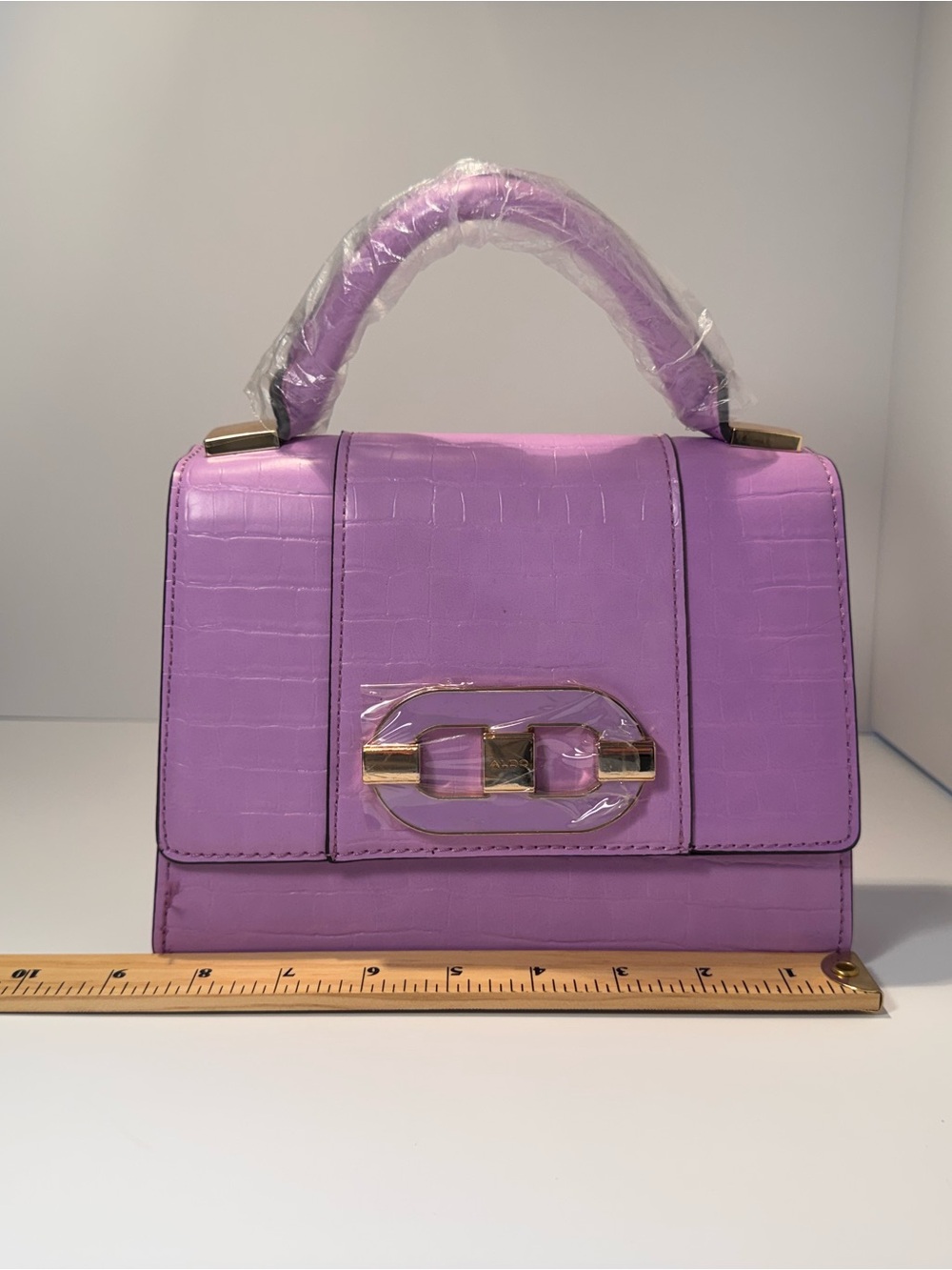 ALDO Lavender Croc Embossed Top Handle Crossbody Bag | New without tags - Picture 5 of 8